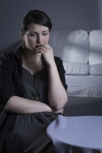 Young woman with major depression after bereavement